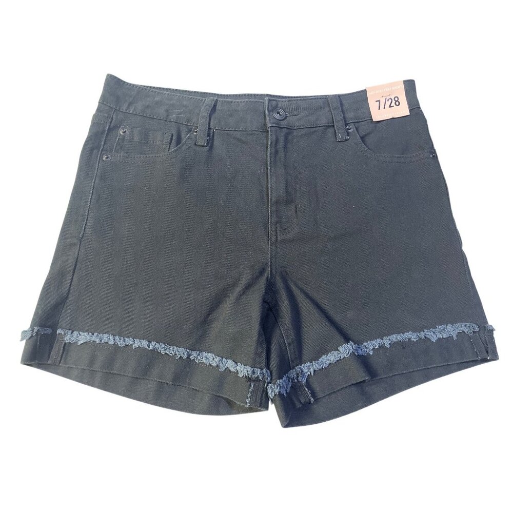 Celebrity Pink Size 7/28 Mid-Rise Fray Denim Shorts Black with Gray Fray